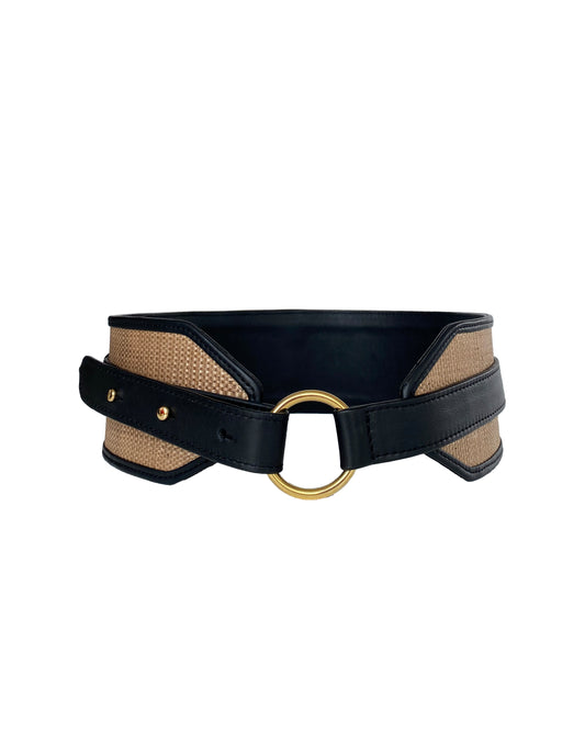 Doncello belt fibra de Plátano miel-Negro